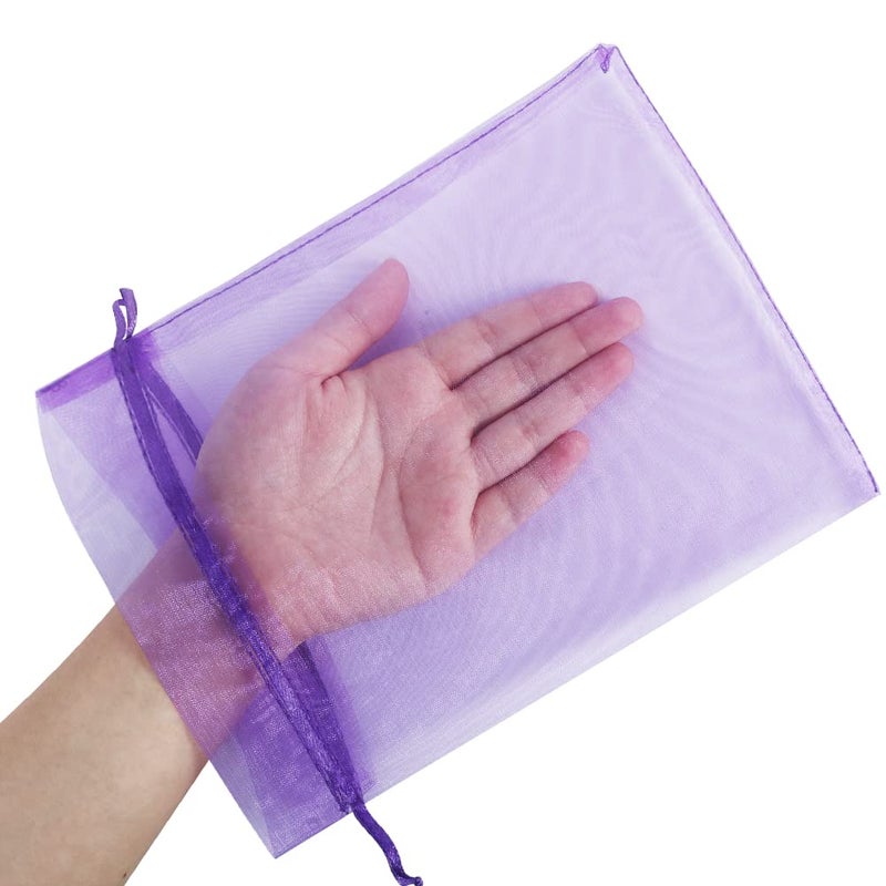 HRX Package 100pcs Organza Bags 6 x 9 inches, Purple Large Mesh Gift Drawstring Bags for Christmas Wedding Shower Party Favors Jewelry Samples - Image 2